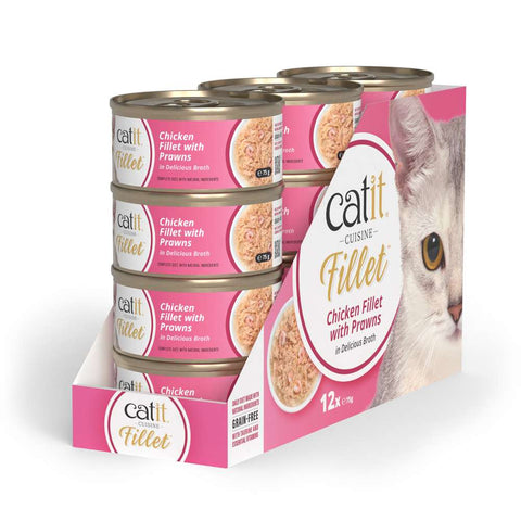 Image of the 12x75g vriant of CATIT Cuisine Chicken Fillet with Prawns - Pets Villa. 
