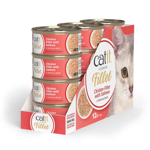 Image of the 12x75g variant of CATIT Cuisine Chicken Fillet with Salmon - Pets Villa. 
