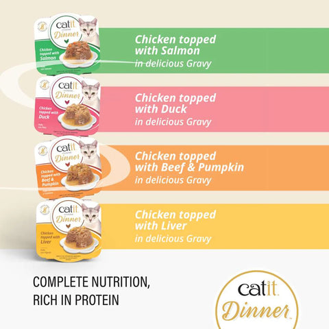 Image of the contents of CATIT Cuisine Dinner Chicken Selection Variety Pack  - Pets Villa. 