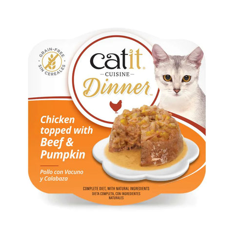 Front image of CATIT Cuisine Dinner Chicken topped with Beef and Pumpkin - Pets Villa. 