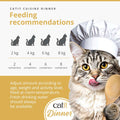 Image of feeding recommendations of CATIT Cuisine Dinner Chicken topped with Duck - Pets Villa. 