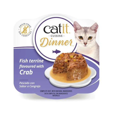 Front image of CATIT Cuisine Dinner Fish Terrine flavoured with Crab - Pets Villa. 