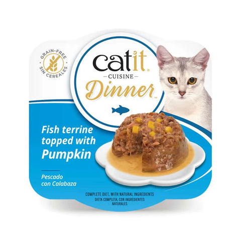 Front image of CATIT Cuisine Dinner Fish Terrine topped with Pumpkin  - Pets Villa. 