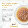 Image of the composition of CATIT Cuisine Dinner Fish Terrine topped with Salmon - Pets Villa. 