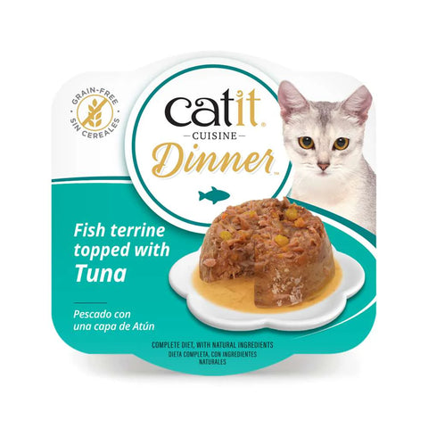 Front image of CATIT Cuisine Dinner Fish Terrine topped with Tuna - Pets Villa. 