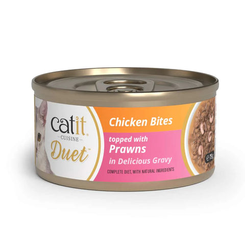 Front image of CATIT Cuisine Duet Chicken Bites topped with Prawns  - Pets Villa. 