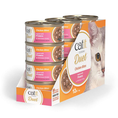 Image of the bigger variant of CATIT Cuisine Duet Chicken Bites topped with Prawns - Pets Villa.