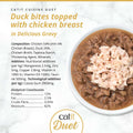Image of the composition of CATIT Cuisine Duet Duck Bites topped with Chicken Breast  - Pets Villa. 