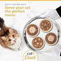Image of CATIT Cuisine Duet Selection Variety Box 12x75g on plates - Pets Villa. 