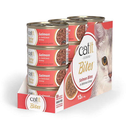 Image of the larger variant of CATIT Cuisine Salmon Bites in Delicious Gravy - Pets Villa. 
