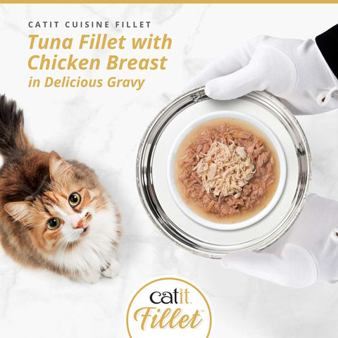 Image of CATIT Cuisine Tuna Fillet with Chicken Breast on a plate - Pets Villa.