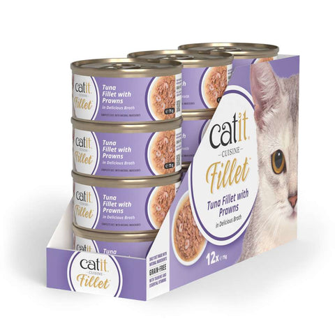 Image of the 12x75g variant of CATIT Cuisine Tuna Fillet with Prawns - Pets Villa. 