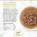 Image of the composition of CATIT Cusisine Chicken Bites in Delicious Gravy - Pets Villa. 
