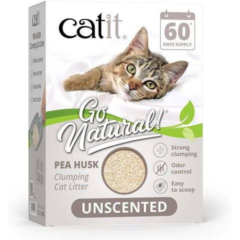 Front image of CATIT Go Natural! Pea Husk Clumping Cat Litter - 5.6kg unscented - Pets Villa. 