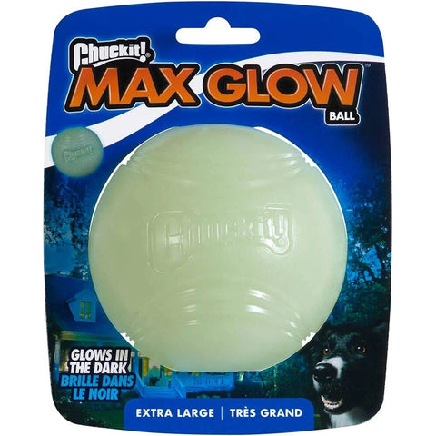 Front image of CHUCKIT! Max Glow Ball 1pc - Pets Villa. 