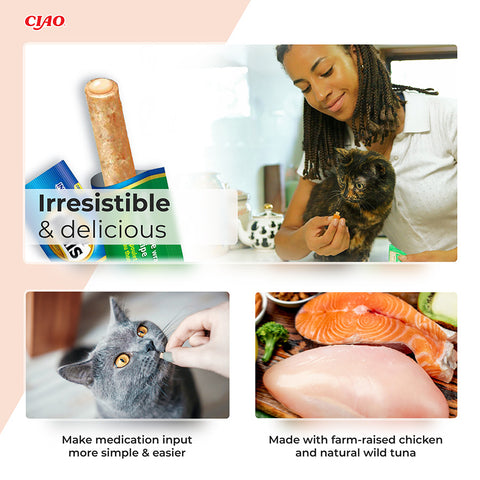 Product image of CHURU Cat Rolls Chicken Recipe Wraps Tuna with Scallop Recipe 4pcs - Pets Villa. 