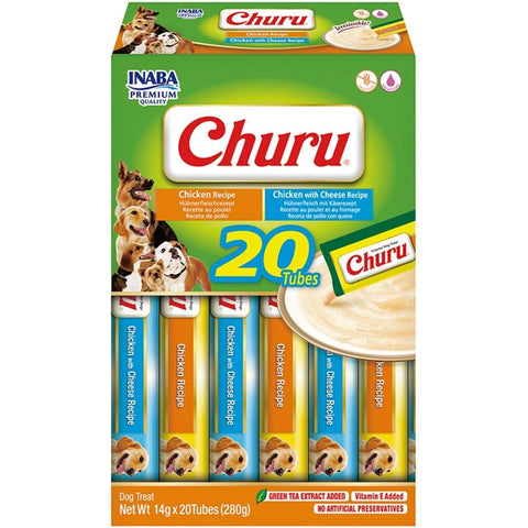 Front image of CHURU Dog Treat Chicken Flavour Variety Pack 20x14g - Pets Villa. 