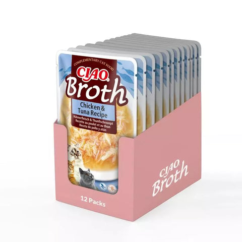 Multipack image of CIAO Cat Broth Chicken and Tuna Recipe - Pets Villa.