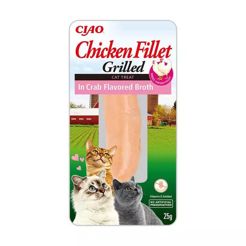 Front image of CIAO Cat Grilled Chicken Fillet in Crab Flavoured Broth 25g  - Pets Villa. 