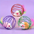 Front image of Caged Feather Mouse Cat Toy - Pets Villa. 