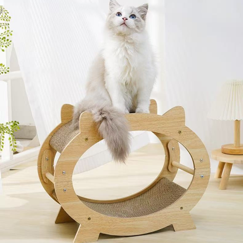 Image of a cat on top of Cat Ear TV Shaped Cat Scratcher - Pets Villa. 