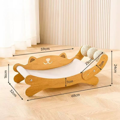 Size guide image of Cat Hammock Scratcher Bed - Pets Villa. 
