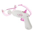 Close-up of crossbow cat toy launching soft yarn balls
