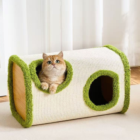 Product image of Cat Scratching Barrel Hideaway - Pets Villa. 