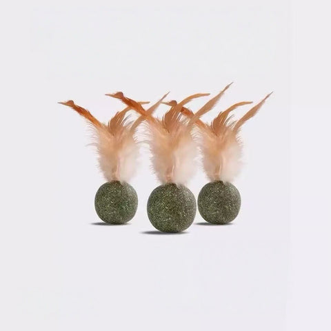 Front image of Catnip Ball with Feather  - Pets Villa. 
