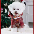 Front image of Christmas Tartan Pet Jacket  - Pets Villa. 
