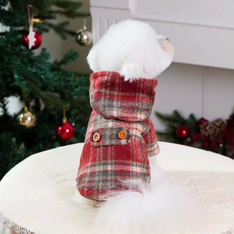 Back image of Christmas Tartan Pet Jacket - Pets Villa. 