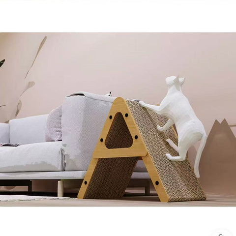 Front image of Corrugated Paper A-Shape Cat Scratcher - Pets Villa.