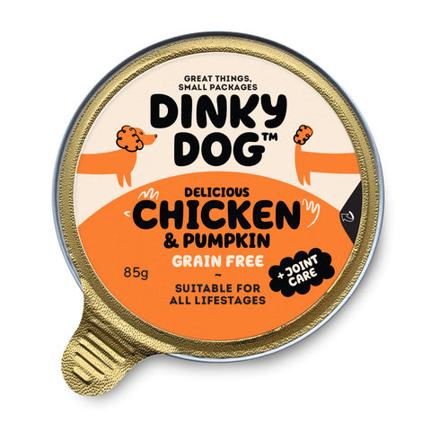 Front image of DINKY DOG Grain Free Chicken and Pumpkin Dog Food - Pets Villa.