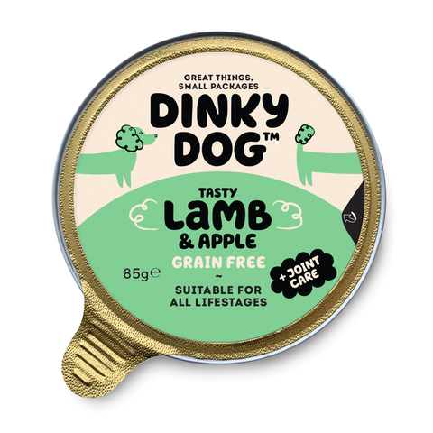Front image of DINKY DOG Grain Free Lamb and Apple Dog Food - Pets Villa. 