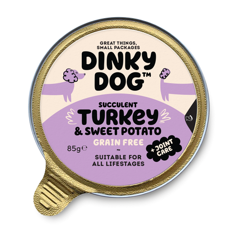 Front image of DINKY DOG Grain Free Turkey and Sweet Potato Dog Food - Pets Villa. 
