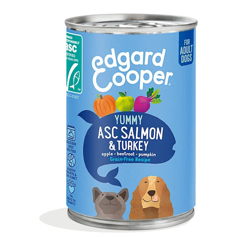 Front image of EDGARD & COOPER Dog ASC Salmon and Turkey Dog Food - Pets Villa. 