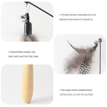 Features image of Feather Cat Teaser with Wooden Handle - Pets Villa. 