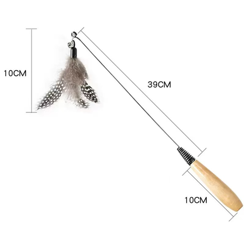 Size image of Feather Cat Teaser with Wooden Handle - Pets Villa. 