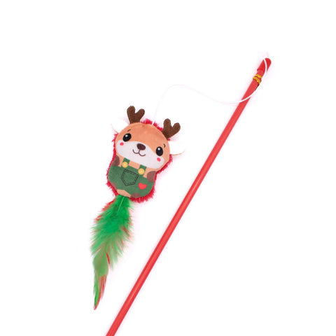 Front image of GREAT & SMALL Santa and Friends Reindeer Dangler Cat Toy - Pets Villa. 