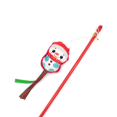 Front image of GREAT&SMALL Santa and Friends Snowman Dangler Cat Toy - Pets Villa.