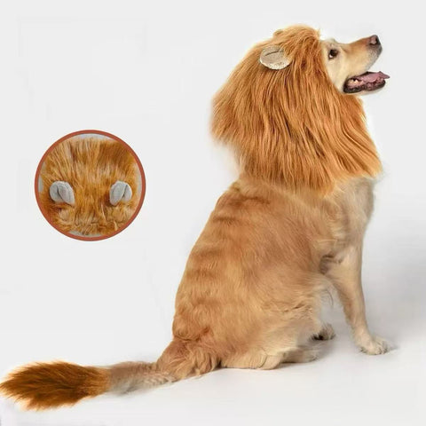 Side image of Halloween Lion Mane Dog Costume - Pets Villa. 