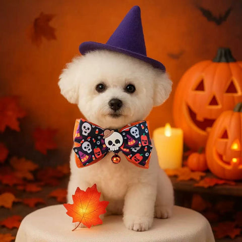 Front image of Halloween Pet Collar with Bell Assorted - Pets Villa. 