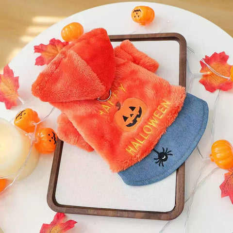 Display image of Happy Halloween Orange Pet Jumper - Pets Villa. 