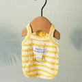 Front image of the yellow variant of Hello Baby Striped Pet Vest  - Pets Villa. 