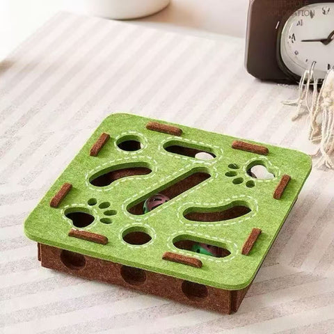 Front image of Interactive Felt Maze Puzzle Enrichment Box for Pets - Pets Villa.