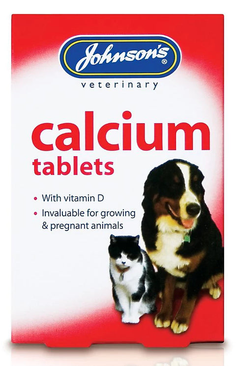 Front image of JOHNSON'S Calcium Tablets for Cats and Dogs 40 Tablets - Pets Villa.