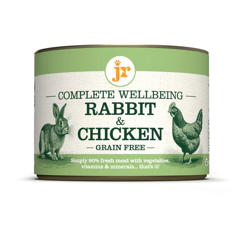 Front image of JR Dog Complete Wellbeing Chicken & Rabbit 200g - Pets Villa. 