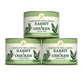 Image of the cans of JR Dog Complete Wellbeing Chicken & Rabbit 200g stacked - Pets Villa. 