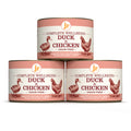 Image of cans of JR Dog Complete Wellbeing Duck & Chicken 200g stacked - Pets Villa. 