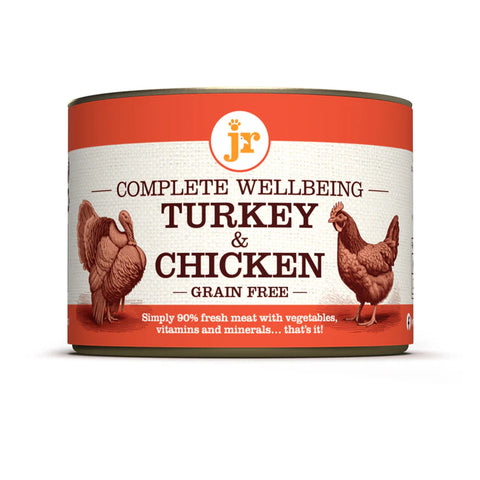 Front image of JR Dog Complete Wellbeing Turkey & Chicken 200g - Pets Villa. 